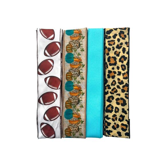 Fall Wreath Bundle Kit - Leopard, Football, Pumpkin Sign & Ribbon Set - Picture 3 of 5